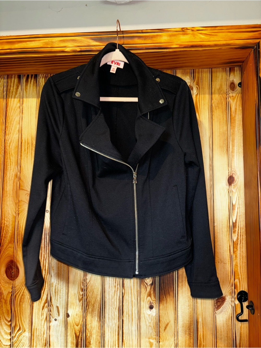 EVRI Women's Black Moto-Style Asymmetric Zip Jacket